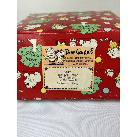 Enesco Dear God Kids "Thanks For Christmas" Figurine With Box EUC - Picture 13 of 14